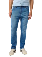 Pánske džínsy WRANGLER Larston klasicky modré-vyšúchané