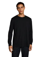 Pánske tričko TOM TAILOR s dlhým rukávom čierné