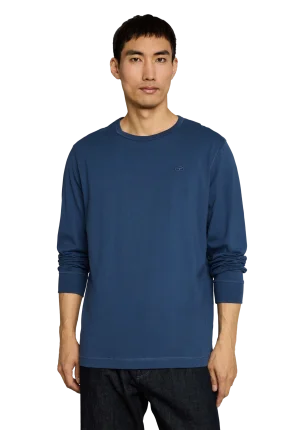 Pánske tričko TOM TAILOR s dlhým rukávom modré - XXL