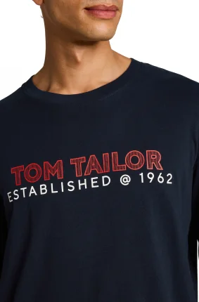 Pánske tričko TOM TAILOR s dlhým rukávom modré - XXL