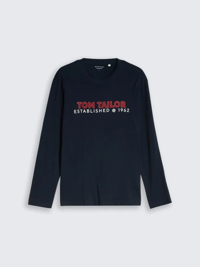 Pánske tričko TOM TAILOR s dlhým rukávom modré - XXL